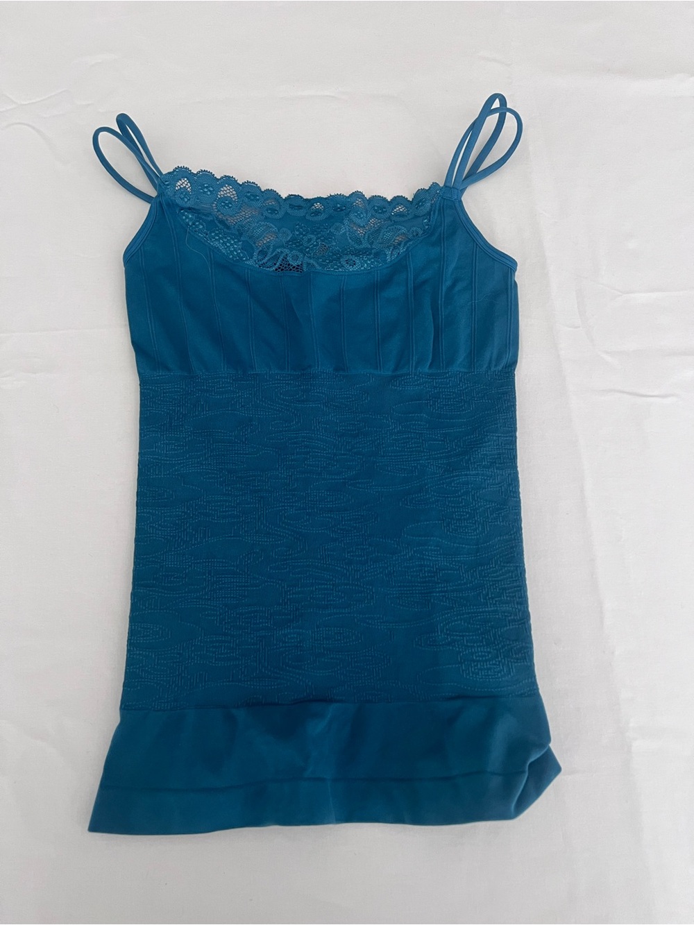 Teal Lace-Trim body shape Camisole Tank Top - Women's Teal Cami